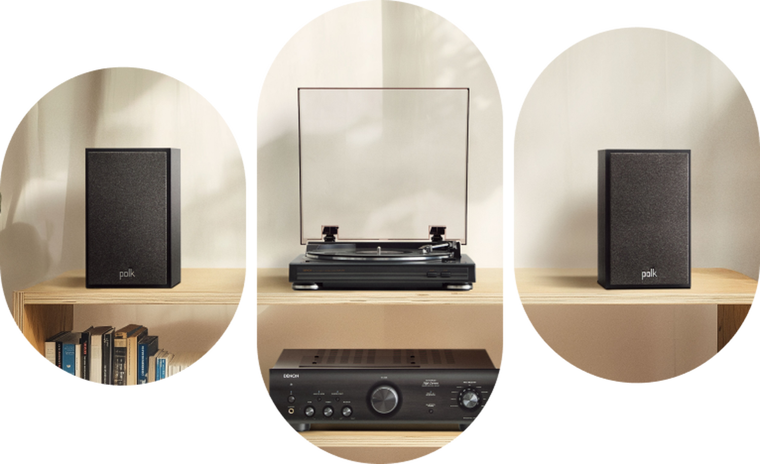 Polk Speakers with Denon Turntable and Denon Amplifier
